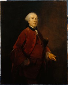 ジョージアシュビーの肖像、立って、4分の3の長さ、ジャケットとチョッキを着用 作： Joshua Reynolds
