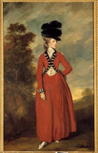 レディ・ウォースレイの肖像 ジョシュア・レイノルズ（1723-1792）による絵画、約1776年 薄暗い。236 x 144 cm 個人蔵
