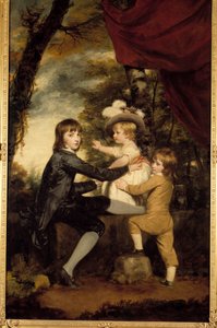 子羊の子供たち」。ジョシュア・レイノルズ(1723-1792)の絵画。18世紀個人蔵 作： Joshua Reynolds