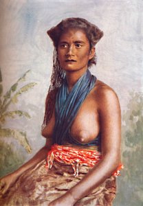ネイティブドレスを着たフィジーの女性、1902 作： Josiah Martin