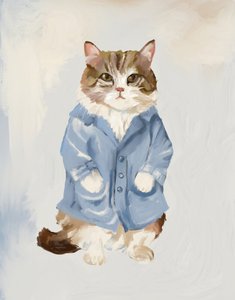 青いコートを着たかわいい猫 作： 