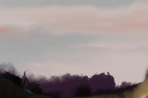 霧に包まれた紫の山々 作： 