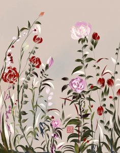 絵画のような庭の花々 作： 