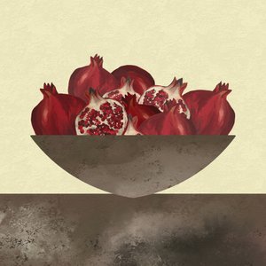 赤いザクロの静物画 作： 