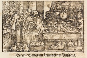 Marx Rumpoltによる新しいクックブック。最初のイラスト入りのドイツ料理の本、1604。