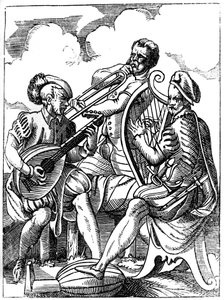 ギタリスト、ルテニスト、トロンボーン奏者、16世紀1849年。 作： Jost Amman