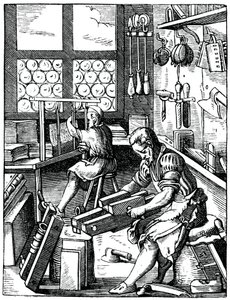 製本業者、16世紀、1870年。 作： Jost Amman