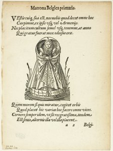 ベルギーの第一身分の寮母（Gynaeceum, sive Theatrum Mulierumより）、プレート53、16世紀の書籍からの木版画より 作： Jost Amman