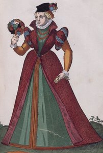 フェラーラの貴族の女性、「Habitus praecipuorum popularum」からの版画