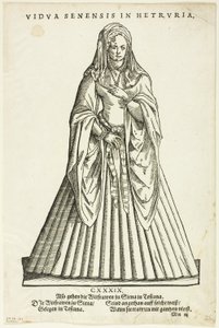 トスカーナのシエナの未亡人」（H.ヴァイゲル著『トスカーナのシエナの未亡人』より）。 作： Jost Amman