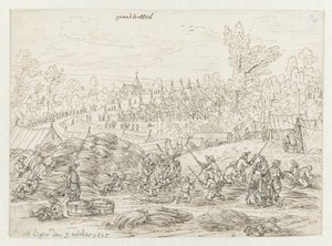 リエージュのグラン・ハレ近くのウィレム3世軍の野営地の眺め 作： Josua de Grave