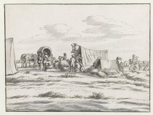 ルーヴェン近郊のヴィレム 3 世軍の野営地の眺め 作： Josua de Grave