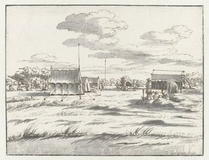 ルーヴェン近郊のヴィレム 3 世軍の野営地の眺め 作： Josua de Grave