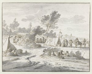 フラマンブラバント州レンビーク近くのヴィレム 3 世軍の野営地の眺め 作： Josua de Grave
