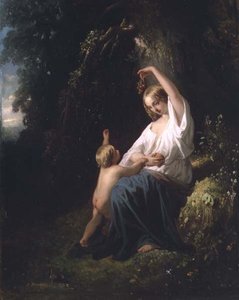 母と子、1850年頃 作： Jozef  Israels