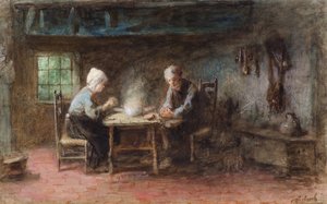A Frugal Meal（水彩画 作： Jozef  Israels
