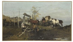 井戸での会話、1877 作： Jozef Brandt