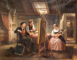 アーティストのスタジオ、1869年。 作： Jozef Cornelius Correns