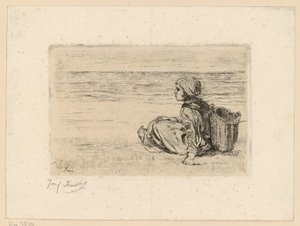 背負い籠を背負った浜辺の少女 作： ジョゼフ・イスラエル