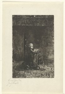 ハイチェアの子供 作： Jozef Israëls (signed by artist)