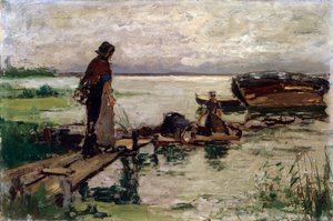 19世紀または20世紀初頭の海岸 作： Jozef Israëls