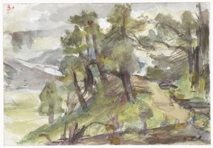 樹木が茂った丘陵の風景 作： Jozef Israëls