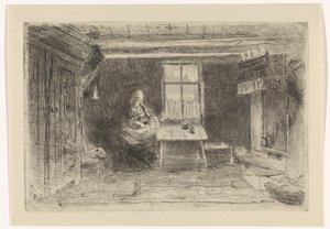 母と子のいるインテリア 作： Jozef Israëls