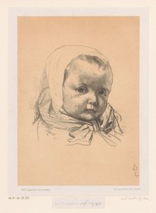 帽子をかぶった赤ちゃんの肖像画 作： Jozef Israëls