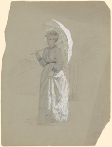 日傘を持つ女性 作： Jr. Enoch Wood Perry