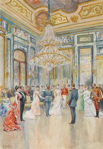 バイエルン王国王子ルートヴィヒ・フェルディナンド・オブ・ヴィッテルスバッハ（15859-1949）とスペインのインファンタ・マリア・デ・ラ・パス・デ・ボルボンの結婚 作： Juan Comba y Garcia