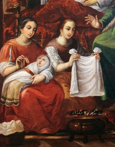 フアン・コレア（1646年頃～1716年頃）作「マリアの誕生」、詳細 作： Juan Correa