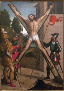 聖アンドレの殉教者。フアン・コレア・デ・ヴィヴァル（約1510-1566）による絵画、木に油彩