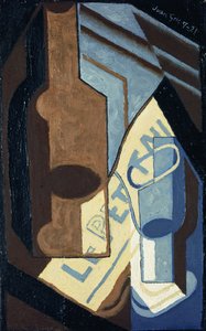 ボトルとグラス;ボトルとグラス、1921 作： Juan Gris