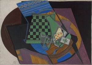 チェッカーボードとトランプ 作： Juan Gris