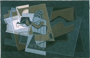 ギターとボトル 作： Juan Gris