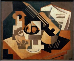 ギターとフルーツボウル 作： Juan Gris