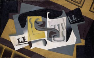 ガラスと新聞 作： Juan Gris