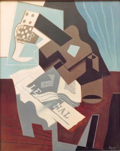 ギター、本、新聞 作： Juan Gris