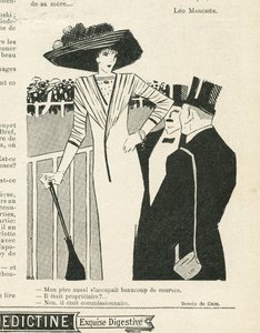 J Gris (1887-1927) のイラスト（Le Lire, 02/10/09） - ファッション、帽子、金持ちの生活、ヒッピズム - 女性