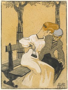 男と女のベンチ 作： Juan Gris