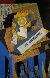新聞とフルーツディッシュ 作： Juan Gris