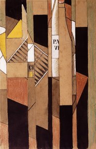 ボトルと葉巻のある静物。ボトルと葉巻のある静物、1912 作： Juan Gris