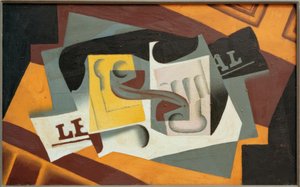 ガラスと新聞 作： Juan Gris