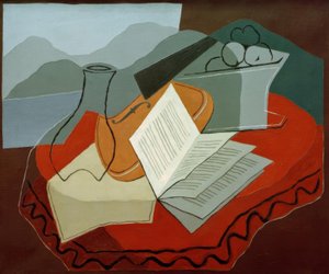 開いているウィンドウのバイオリン 作： Juan Gris