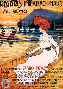 Joan Llaverias i Labro (1865-1938) によるスポーツ イベント「国際ボート レガッタ」のポスター。 1902 年 6 月 22 日。 DR