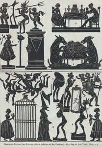 中国の影の人形の図のシート11、1859。