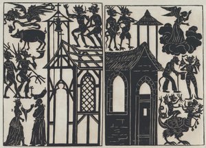 中国の影絵人形の図のシート 5、1859 年。 作： Juan Llorens