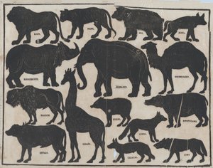 中国の影絵人形の図のシート 5、約。 1850～70年。 作： Juan Llorens