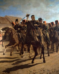 チリのランカグアで部隊を視察するホセ・デ・サン・マルティン将軍（1778-1850）とその部下たち