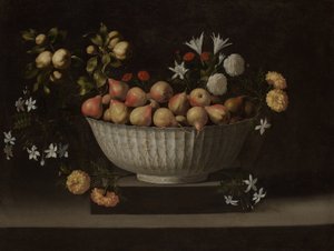 チャイニーズボウルの花とフルーツ 作： Juan de Zurbaran